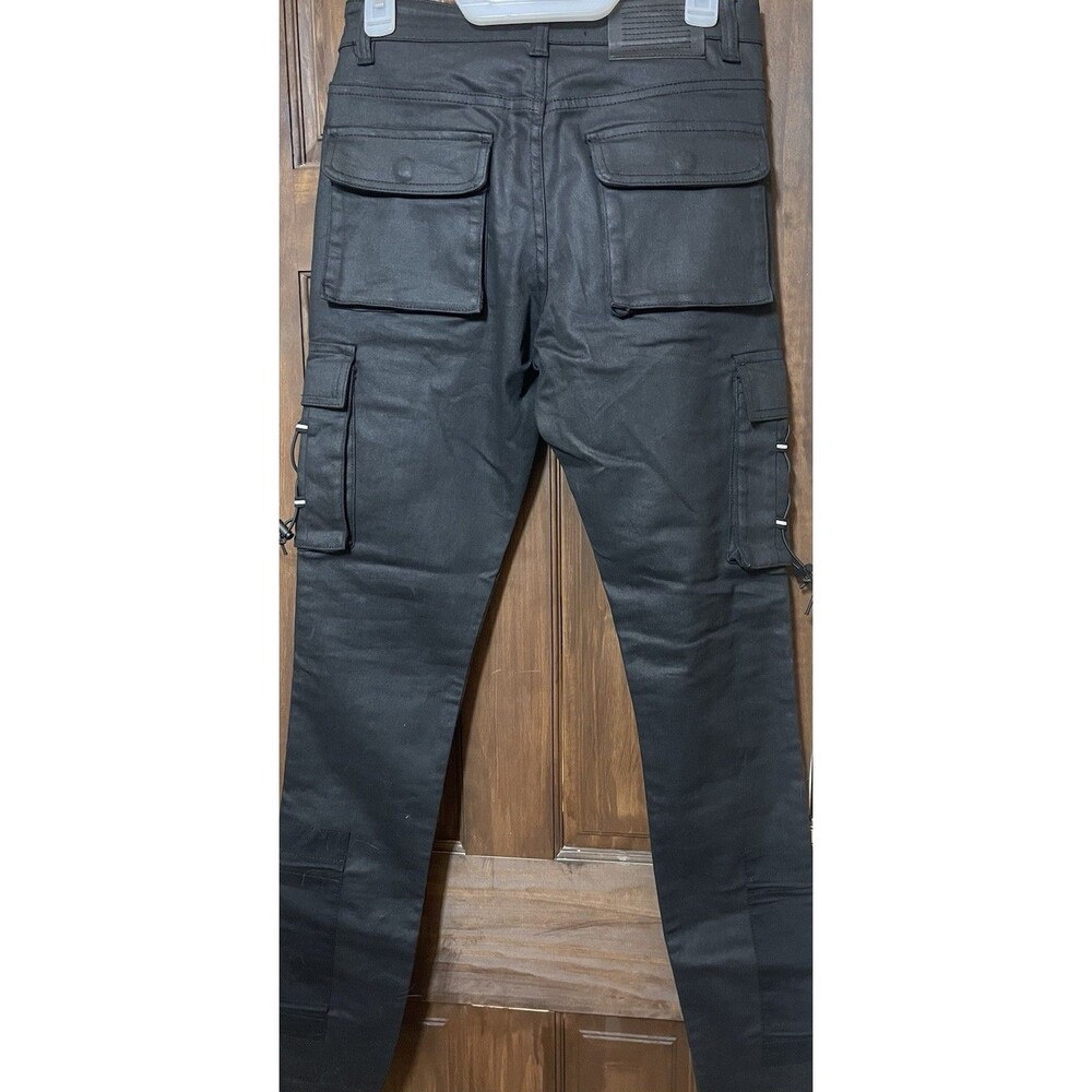 Serenede 1111 Waxed Cargo Jeans Black Stacked Slim Skinny Bungee Men’s 30 NWT - Picture 6 of 7